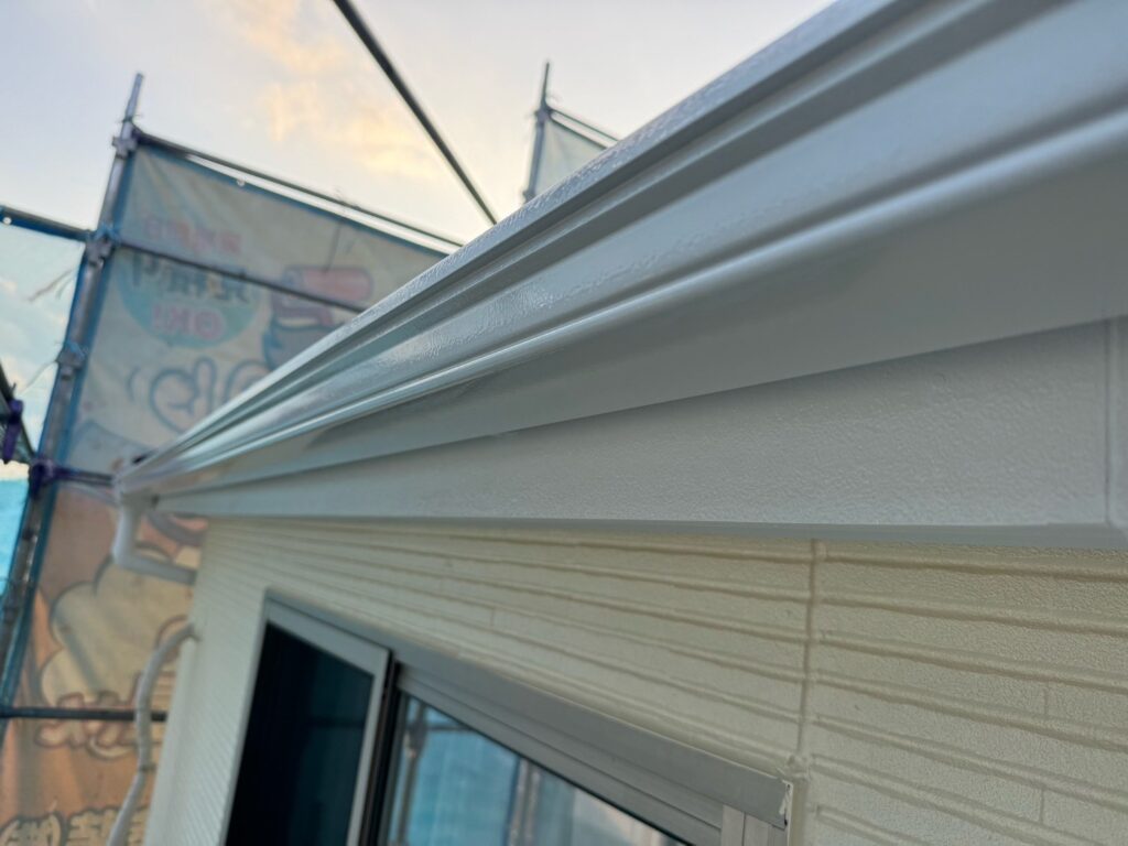 雨どい上塗り<br />
（計2回塗り、完了）